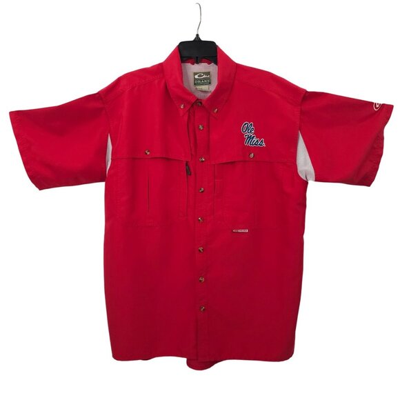 Drake Ole Miss Rebels Button Front Shirt Mens Size L Wingshooter Vented Back - Picture 1 of 16